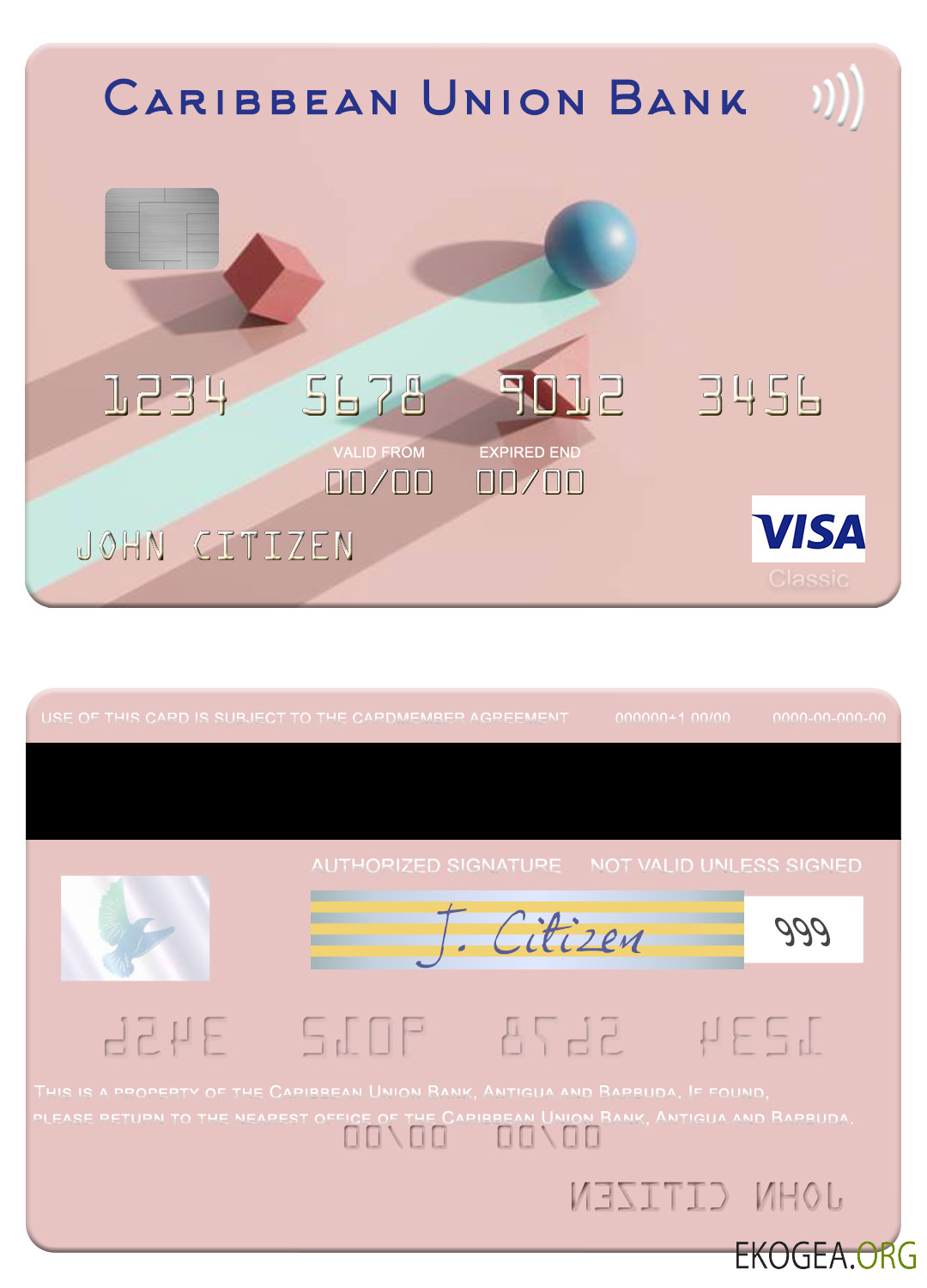 Carte visa d'Antigua et Barbuda Caribbean Union Bank